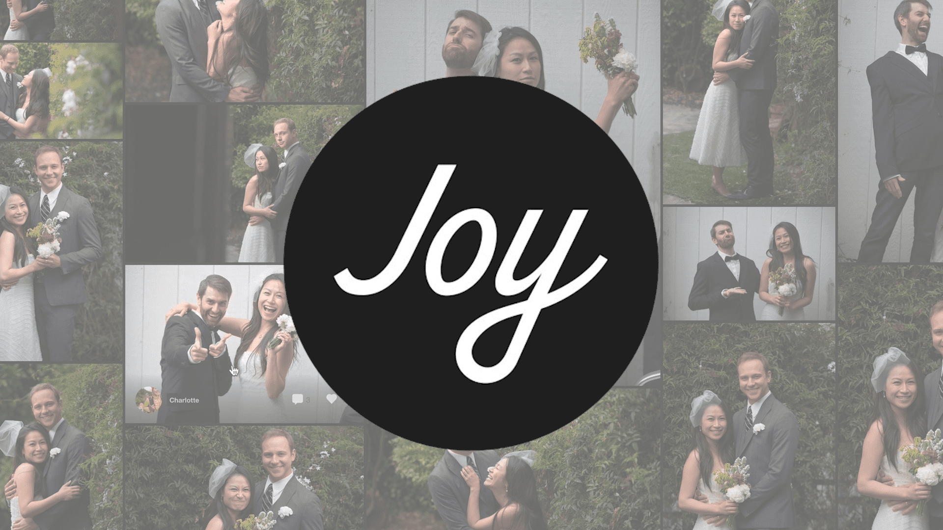 Product Ad showing how Joy, a wedding planning app, takes the stress out of couples organizing their big day.