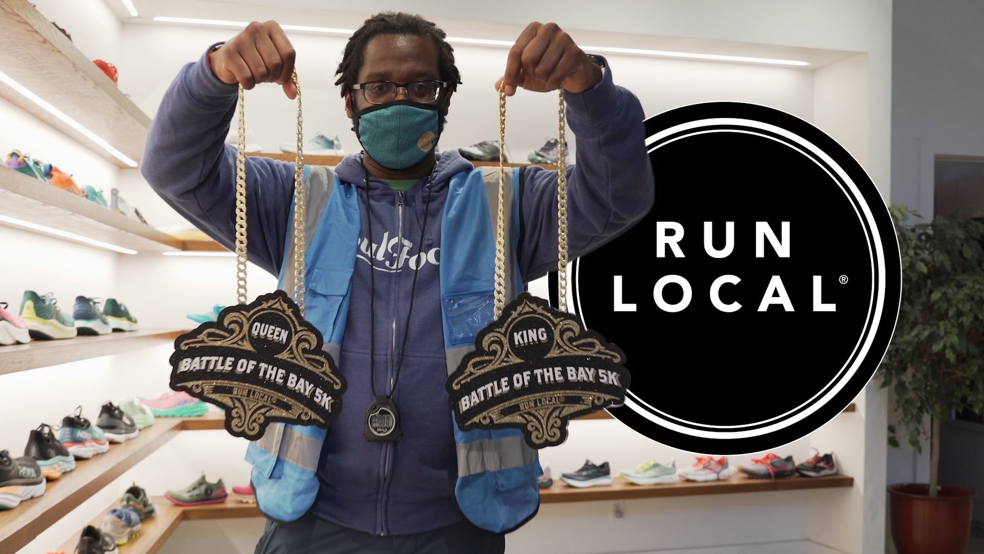 Highlight reels for Bay Area running events hosted by Run Local. Events include the Oakland Marathon Festival and the Battle of the Bay 5K, sponsored by Solomon Shoes and Renegade Running.